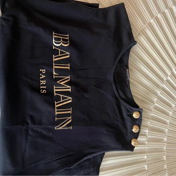 Balmain Black Tee with Gold Accents - Picture 3 of 8